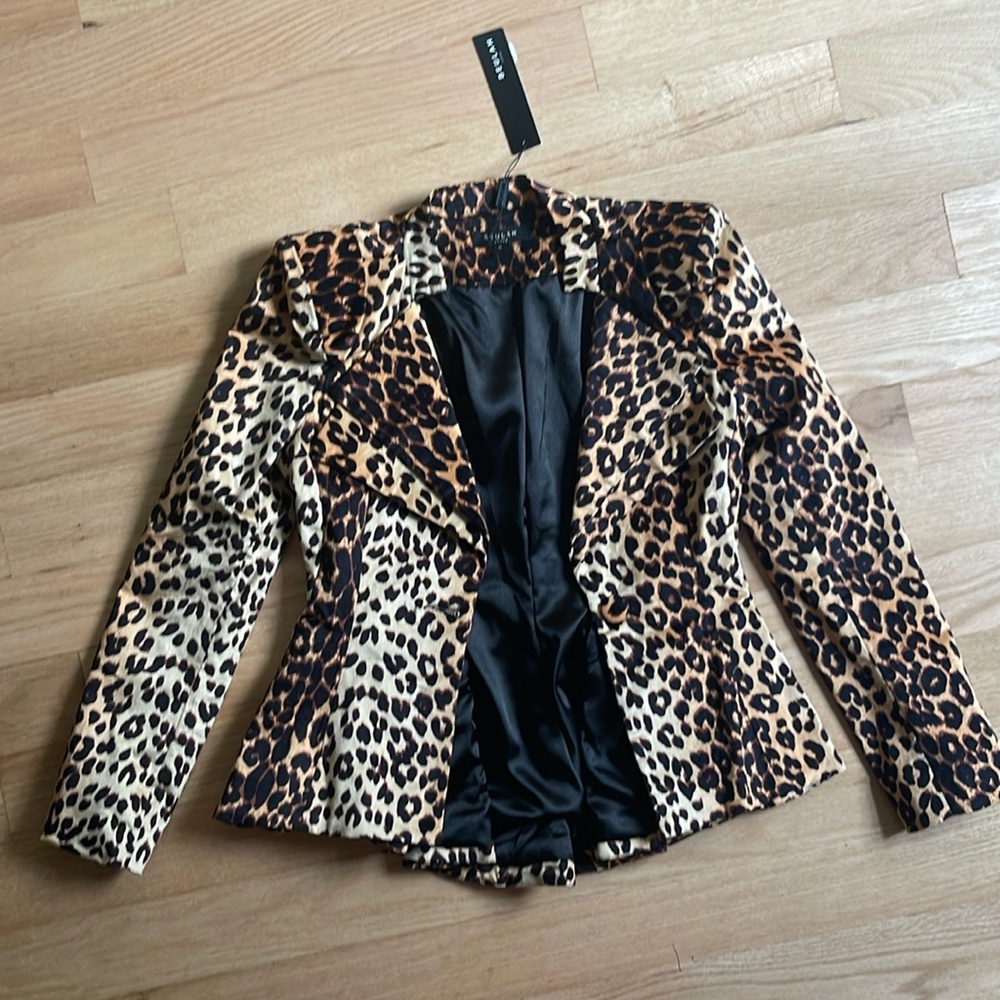 Beulah Leopard Peplum Blazer
